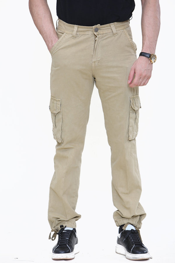 Mens Beige Cargo Trousers 