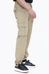 Mens Beige Cargo Trousers 