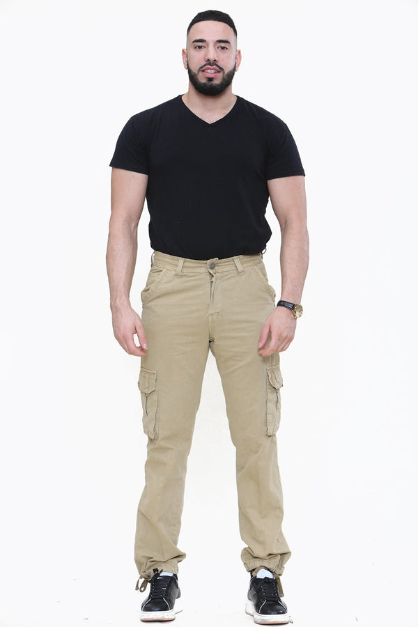 Mens Beige Cargo Trousers 