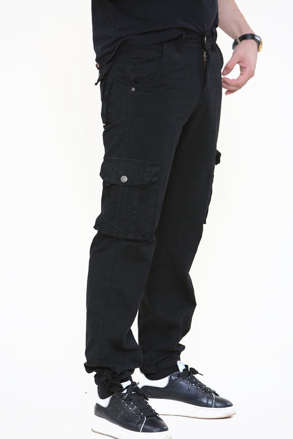 Mens Black Cargo Trousers 