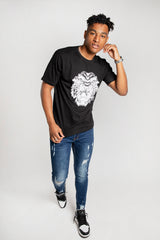 Mens Black Tiger Head Graphic T-Shirt