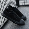 Mens All Black Lace Up Canvas Flat Trainers