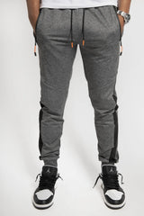 Mens Charcoal And Black Striped Jogger