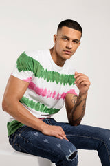 Mens Green Tie Dye Oversized T-Shirt