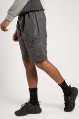 Mens Grey And Charcoal Colourblock Hooded Short Set