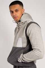 Mens Grey And Charcoal Colourblock Hooded Short Set