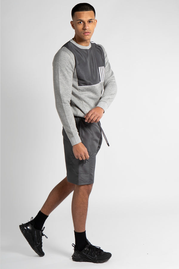 Mens Grey And Charcoal Colourblock Short Set
