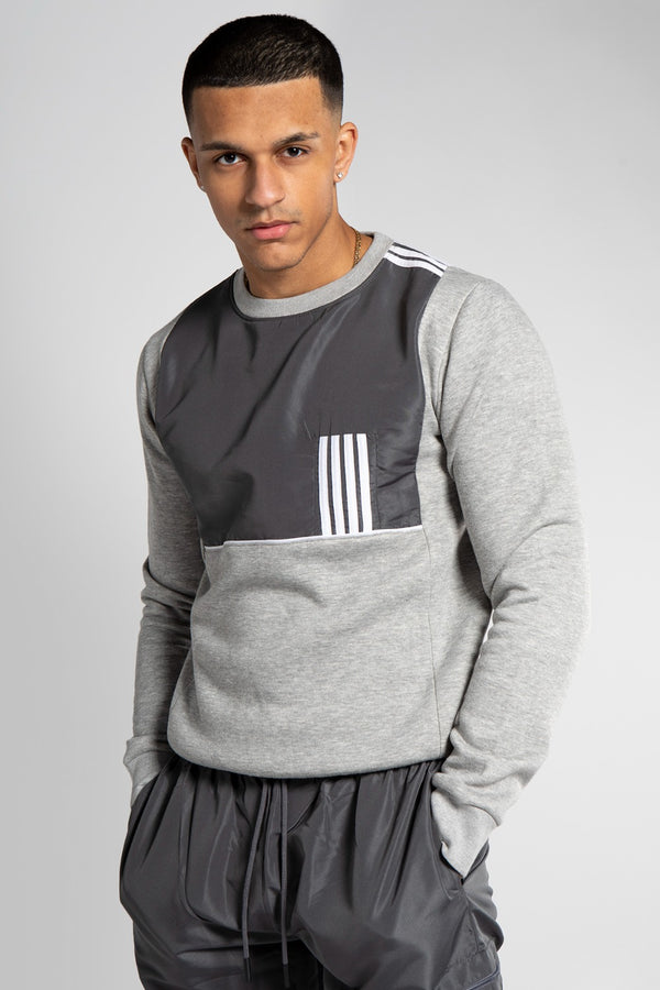 Mens Grey And Charcoal Colourblock Short Set