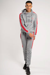 Mens Grey And Red Striped Tracksuit