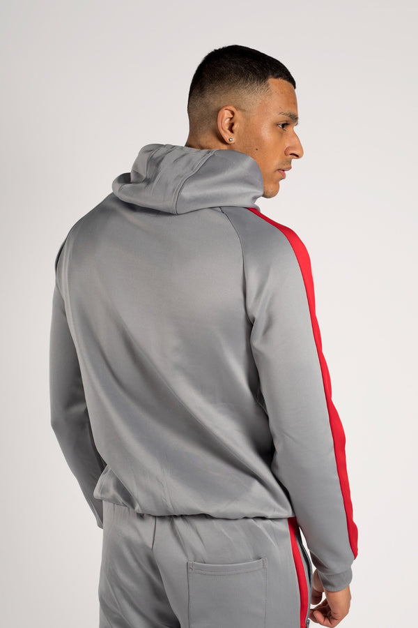 Mens Grey And Red Striped Tracksuit