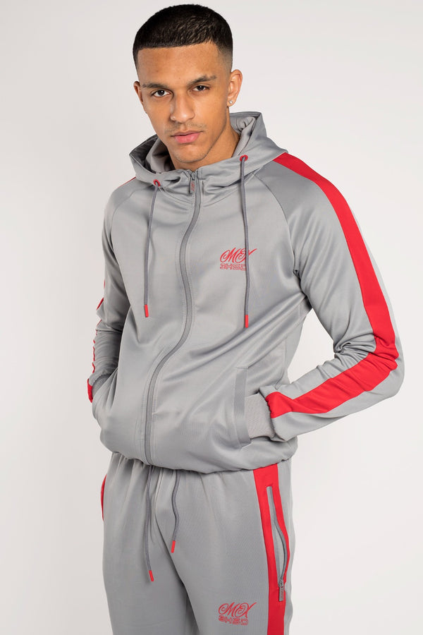 Mens Grey And Red Striped Tracksuit