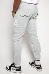 Mens Grey Marl Striped Joggers