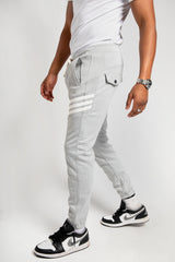 Mens Grey Marl Striped Joggers