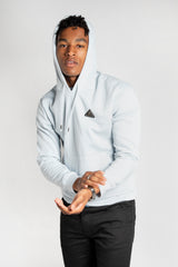 Mens Light Blue Hoodie With Logo Detailing