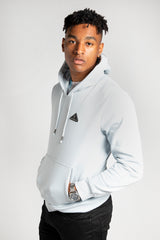 Mens Light Blue Hoodie With Logo Detailing