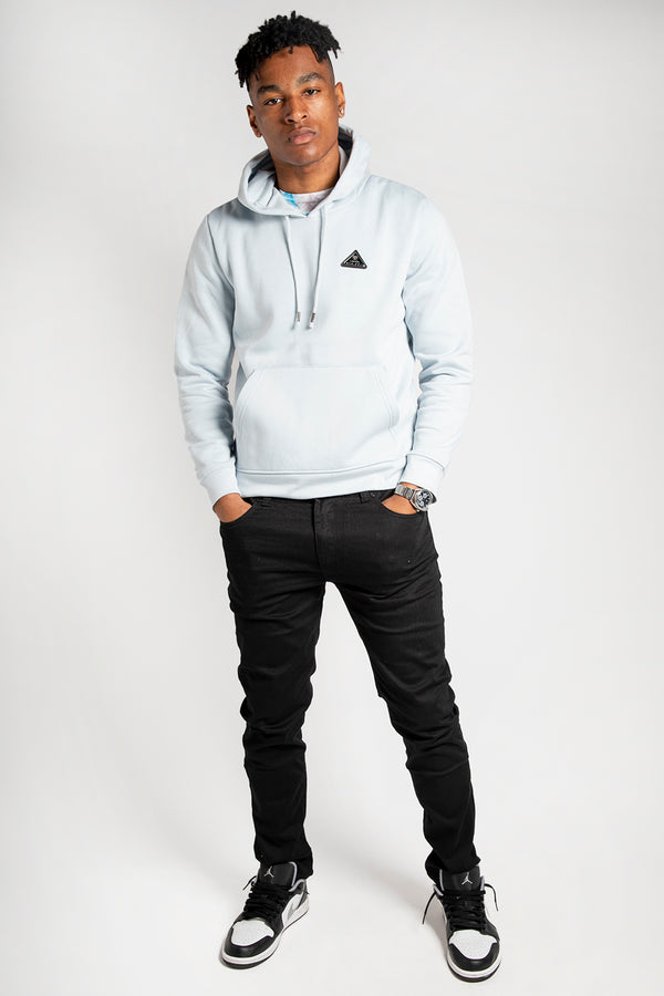 Mens Light Blue Hoodie With Logo Detailing