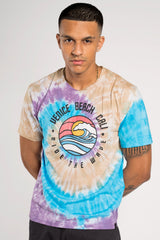 Mens Multi Beach Print Oversized Tie Dye T-Shirt