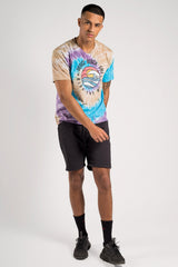 Mens Multi Beach Print Oversized Tie Dye T-Shirt