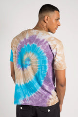 Mens Multi Beach Print Oversized Tie Dye T-Shirt