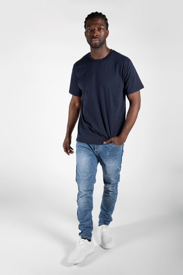 Mens Navy Basic Crew Neck T-Shirt