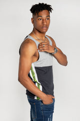 Mens Navy Colourblock Side Striped Vest