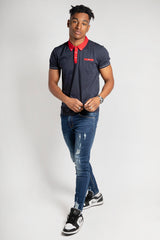 Mens Navy Contrast Collar Polo Shirt