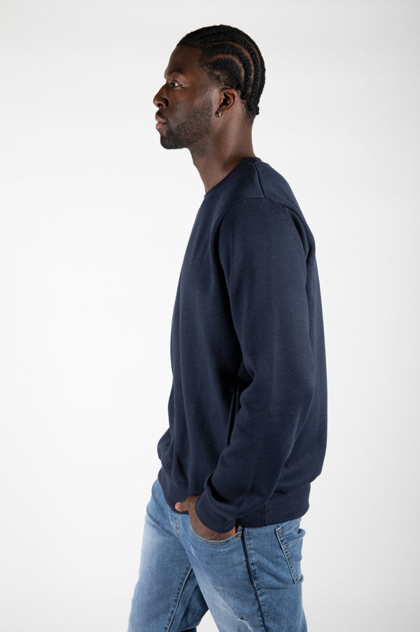 Mens Navy Oversized Crew Neck Sweatshirt