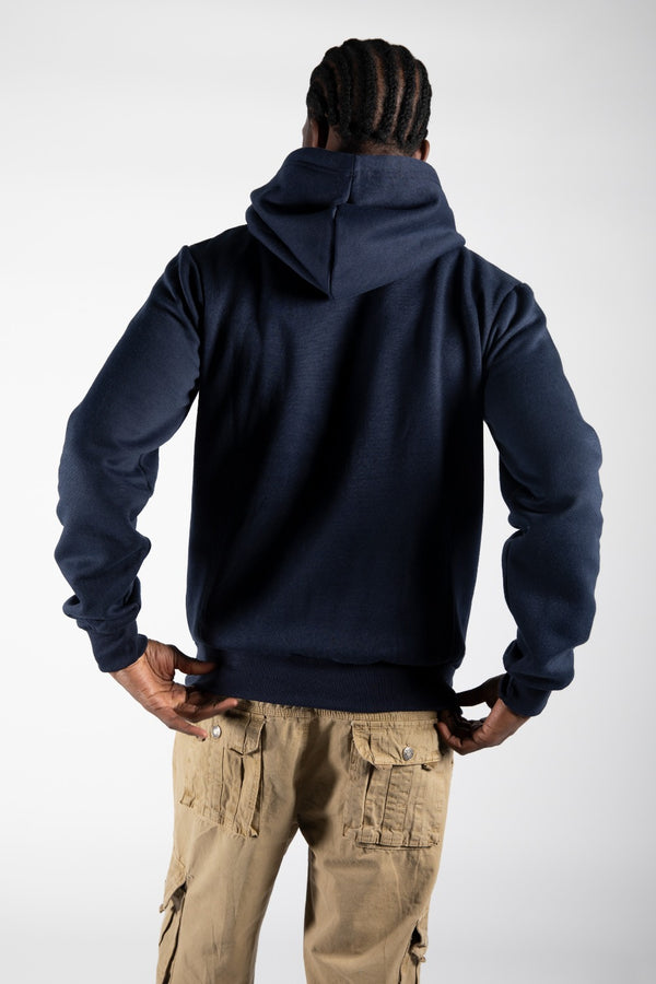 Mens Navy Zip Up Hoodie
