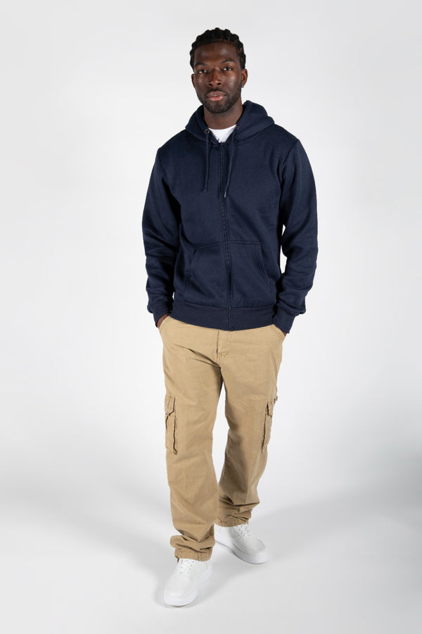 Mens Navy Zip Up Hoodie