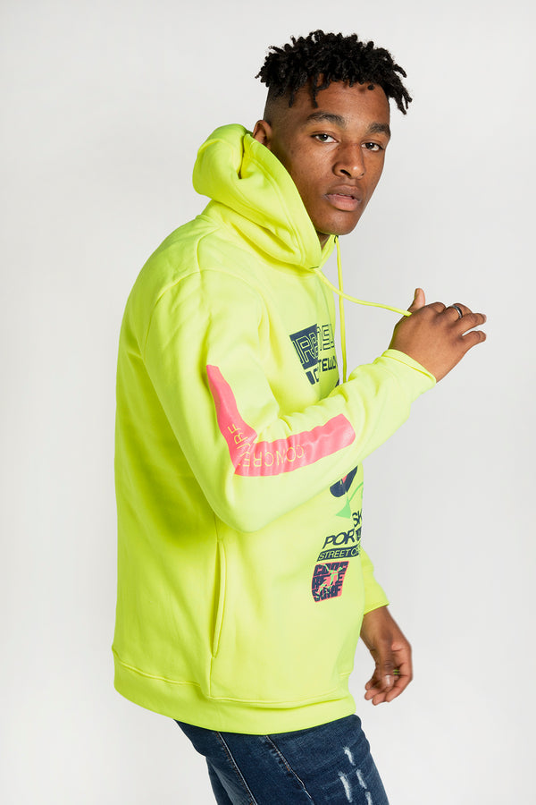 Mens Neon Yellow Urban Surf Hoodie