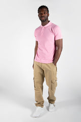 Mens Pink Half Sleeve Polo T-Shirt