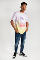 Mens Purple And Yellow Graphic T-Shirt