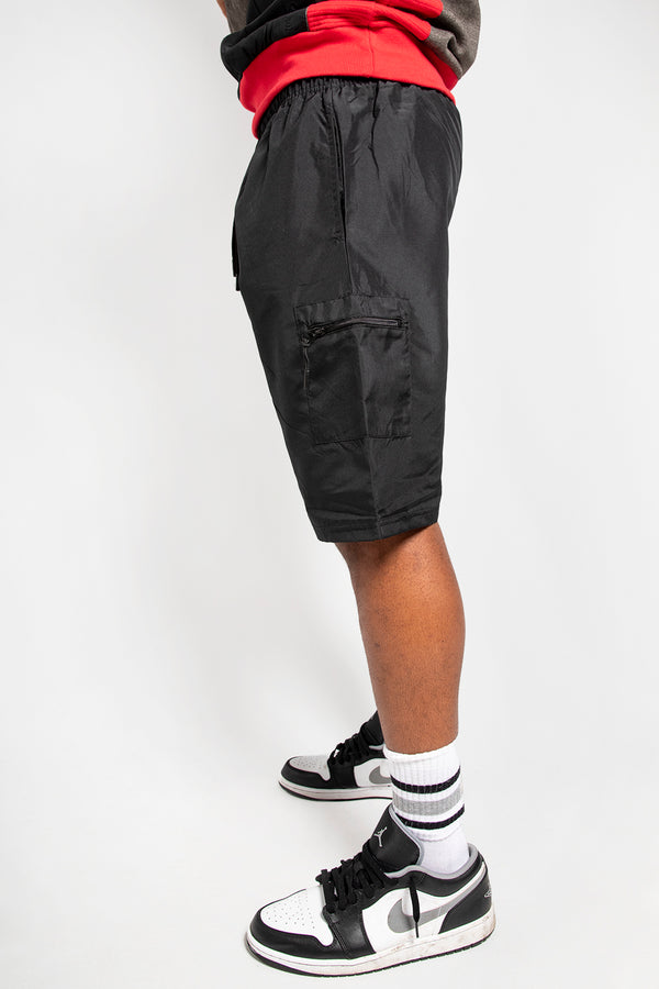 Mens Red And Black Colourblock Hooded Short Set