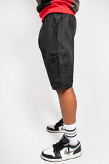 Mens Red And Black Colourblock Hooded Short Set