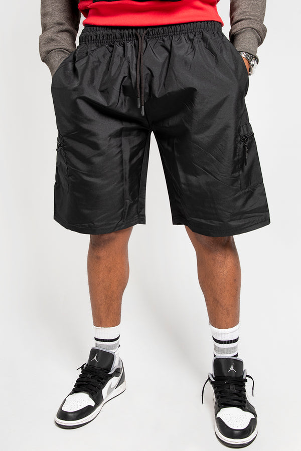 Mens Red And Black Colourblock Hooded Short Set