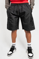 Mens Red And Black Colourblock Hooded Short Set