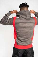 Mens Red And Black Colourblock Hooded Short Set