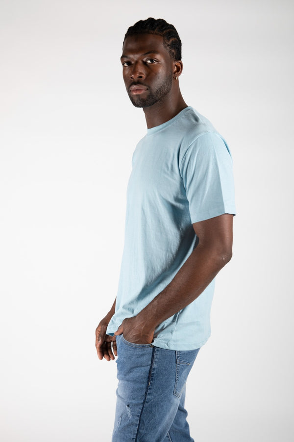 Mens Sky Blue Basic Crew Neck T-Shirt