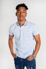 Mens Sky Patterned Collar Polo Shirt