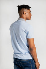 Mens Sky Patterned Collar Polo Shirt