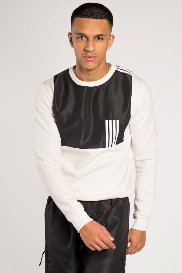 Mens White And Black Colourblock Short Set