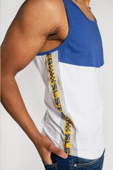 Mens White Colourblock Side Striped Vest