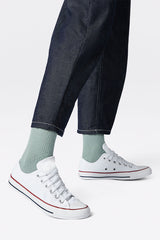 Mens White Lace Up Canvas Flat Trainers