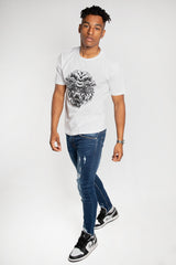 Mens White Tiger Head Graphic T-Shirt