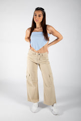 Baby Blue Tie Back Scarf Top 