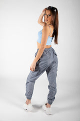 Grey Cuffed Hem Shell Cargo Joggers 