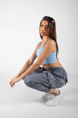 Grey Cuffed Hem Shell Cargo Joggers 