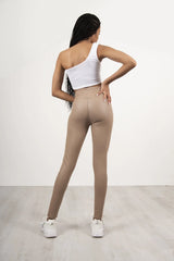 Mocha Leather Look High Waist Leggings