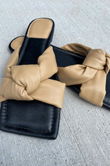Mocha PU Knot Front Sliders