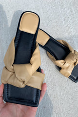 Mocha PU Knot Front Sliders